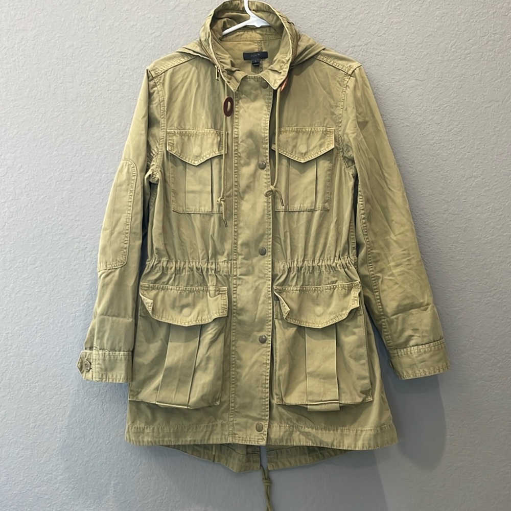 J Crew lightweight green parka jacket